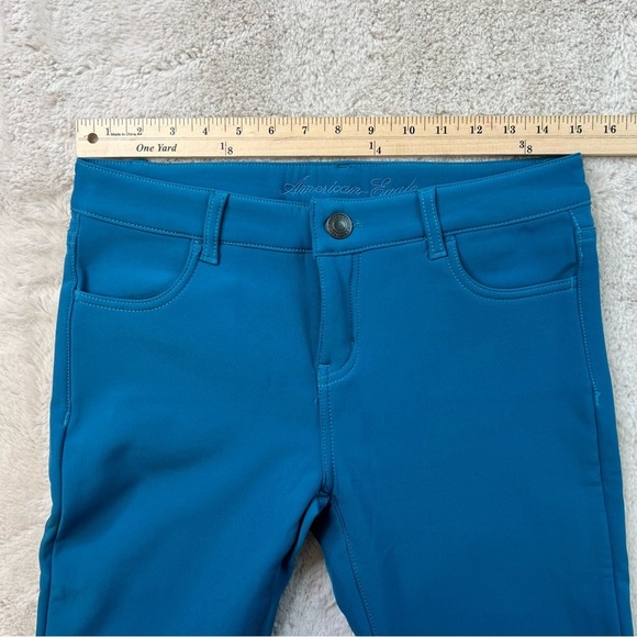 American Eagle Fleece Lined Jeggings Womens Size 6 Teal Skinny Rare Vintage - Picture 8 of 10